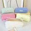 2025 Nova Bolsa Estojo Ins para Meninas Bolsa de Armazenamento de Papelaria de Alto Valor Literária Fresca Nicho Cor Pura Plissada Bolsa de Maquiagem