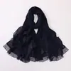 Venta al por mayor transfronteriza de bufandas largas nuevas de gasa con perlas y ribete de encaje de organza, bufandas de gasa étnicas, pañuelos para la cabeza malayos y del sudeste asiático