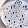 Pegatinas para Uñas Estilo Pintura a Mano Blanco y Negro Tensor M1181 Gato Negro Punk Genial Auriculares Reloj Pegatinas para Uñas