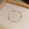 Pulsera de plata S925 con dos cuentas de cristal y perlas rotas para mujer, estilo moderno, de lujo, de alta gama.