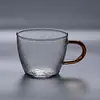 Xícara de chá com alça de vidro resistente ao calor, feita à mão, para degustação de chá, xícara para degustação de aroma, xícara pequena, xícara de chá Gongfu de vidro, xícara pequena de degustação