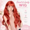 Peluca de cabeza completa para mujer, estilo de fibra de alta temperatura, naranja, pelo largo y rizado del sudeste asiático, se puede peinar con calor, flequillo al aire