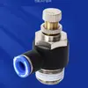 "Válvula Borboleta de Inserção Rápida" Válvula Restritora Preferencial com Tampa Azul Válvula Reguladora Rosca Externa Tubo de Inserção de Ar Tubo de Mola Componentes Pneumáticos