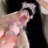 "Castillo de la Princesa" Anillo Abierto Rosa con Lazo para Mujer con Diamante Rosa y Circonita, Anillo Microincrustado Estilo Francés para Niñas