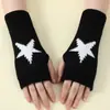 Guantes sin dedos de estrella de cinco puntas estilo coreano, calentadores de muñeca tejidos de lana para otoño e invierno, mangas jacquard engrosadas para hombres y mujeres