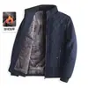 Jaqueta Acolchoada com Forro de Lã para Outono e Inverno, Casaco de Algodão Quente para Pai, Roupa Externa de Algodão com Gola Reversível para Homens de Meia-Idade e Idosos