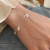 Corea del Sur Plata Esterlina S925 Estrella Amor Azul Plata Cuentas Pulsera Combinación para Mujer Pulsera Simple Diaria Cuerda de Mano Estilo Casual