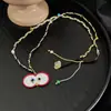 Colar Longo Tecido Estilo Coreano Desenho Animado Maçã Coração Fofo com Design Único, Corrente para Suéter da Moda, Simples e Versátil