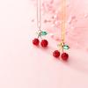 925 Banhado a Prata Diamante Vermelho Cereja Pingente Colar Clavícula Feminina Cadeia Bonito Estilo Coreano Cool ins Elegante All-Match