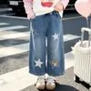 Pantalones Largos de Dibujos Animados para Niñas Primavera y Otoño 2026 Nuevo Estilo Pantalones Anchos Casuales con Estilo para Niños Jeans Versátiles Bordados para Bebé