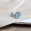 Anillo de Mariposa Líquido Frío con Degradado Azul Glaciar Guofeng para Mujer, Lujo Ligero, Estilo Frío, Dulce, Fresco, Moda, Anillo para Dedo