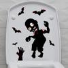 Nuevas pegatinas de pared navideñas con huellas de sangre y cara de Halloween transfronterizas para inodoro, pegatinas de pared creativas para inodoro.