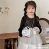Bolso Nuevo para Niños Bolso de Mano con Perlas Mini Billetera Moda Cadena de Princesa Femenina Bolso Cruzado Pequeño Cuadrado para Niña