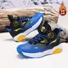 Zapatillas de baloncesto para niños, de cuero, nuevas zapatillas deportivas de otoño e invierno para niños, además de zapatillas de algodón y terciopelo, zapatillas profesionales con sonido de fricción