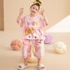 Camisón de verano para niñas, fino, de algodón puro, para bebés, niños medianos y grandes, antipatadas, bonito pijama de manga corta de una pieza con protección para el vientre para niños