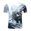 Explosões de Comércio Exterior Camiseta Masculina Moderna Estampa 3D Corpo Inteiro Manga Curta Juvenil Moderna Gola Redonda para Homens e Mulheres