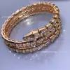 Pulsera de hueso de serpiente exquisitamente elaborada para mujer, plata de ley 925, brazalete doble con forma de serpiente con nácar y diamantes, pulsera de serpiente de oro de 18 quilates, ventas en transmisión en vivo