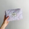Nueva Bolsa de Cosméticos Acolchada a Cuadros Estilo Ins, Gran Capacidad, Gama Alta, Linda y Atractiva Bolsa de Almacenamiento, Desde Una Pieza