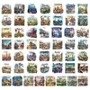 50 Atrações Mundiais Edifícios Icônicos Postais de Viagem Adesivos Diário DIY Adesivos de Decoração para Mala
