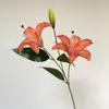 2 Flores de Lírio de Filme Artificial para Decoração em Mesa de Centro, Aparador, Rack de TV, Sala de Estar, Flores Artificiais para Arranjos de Casamento
