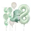 Conjunto de Balões de Aniversário de Dinossauro Verde Fosco Transfronteiriço 40 polegadas Conjunto de Balões Temáticos de Número Verde Oliva para Festa de Aniversário