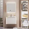 Nuevo Panel de Puerta Pintado de Madera de Caucho Yida con Luz Ambiental Combinación de Gabinete de Baño Lavabo Integrado de Cerámica Gabinete para Lavabo