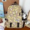 Mochila Casual Azul Hielo con Graffiti de Letras Casuales, Estilo Juvenil, Moderna y Genial, Mochila de Gran Capacidad para Estudiantes de Secundaria y Preparatoria