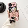 Funda de Cuero de Moda de Gama Alta Sencilla para Teléfono vivoXFlip con Flor Pequeña y Hebilla de Diamante Funda Plegable vivoxflip