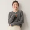 Nuevo Suéter de Cachemir para Mujer Otoño/Invierno 100% Cachemir Puro Cuello Redondo Punto Trenzado Vintage Cárdigan Grueso Manga Larga Chaqueta de Punto
