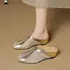 Medias Pantuflas de Cuña Transpirables de Verano para Mujer 2026 Nuevo Estilo de Moda Calzado Exterior Malla Hueca Tacón Alto Piel Pantuflas para Mujer