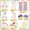 Artesanías Hechas a Mano DIY Transfronterizas Conejo de Madera Pintado Decorativo de Pascua Adecuado para Niños Decoración de Costura