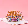 Novo Produto Quente de Vendas Transfronteiriças em Toda a Internet: Cartão de Aniversário 3D com Luz e Música Soprando Gás, Bolo 3D Atacado Design Criativo
