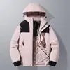 Jaqueta Masculina com Capuz de Algodão Nova, Engrossada e Quente, Color-Blocking, Casaco Tendência de Inverno, Corte Solto, Estilo Coreano