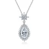Collar de plata S925 con colgante de moissanita en forma de gota de agua y pera para mujer, cadena para la clavícula con colgante resistente incrustado de estrella y cabeza de flor, directo de fábrica