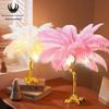 Candeeiro de mesa de penas Quarto nórdico Candeeiro da sala de estar Candeeiro de mesa de cabeceira Creative Simple Resin Ostrich Candeeiro de penas de avestruz Candeeiro de mesa decorativo