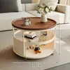 Mesa Lateral Redonda Simples e Moderna de Ardósia para Sofá de Sala de Estar, Adequada para Apartamentos Pequenos, Mesa de Centro com Rodinhas Móveis, Mesa Pequena