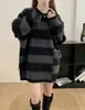 Elegante Suéter con Borlas para Mujer, Nuevo Estilo Casual Holgado a Rayas Irregulares de Punto Otoño/Invierno 2025
