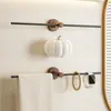 Toallero para baño, estante de almacenamiento sin taladro, estante de pared para baño, barra de toalla de una sola barra, colgador de pantuflas, barra de almacenamiento