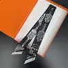 Pañuelo de Seda Sarga Estilo Francés para Mujer, Largo y Estrecho, Diadema Moda Coreana Estilo Ins, Decoración para Bolso, Pañuelo Diagonal, Transfronterizo