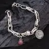 Pingente de coração urso grafite pulseira retrô personalidade acessórios explosivos transfronteiriços joias de nicho ins temperamento atacado