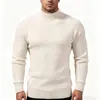 Suéter de punto liso para hombre, otoño e invierno, europeo y americano, cuello alto, capa base para hombre