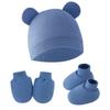 Comercio exterior europeo y americano gorro para llanta de recién nacido guantes antiarañazos cubrepiés gorro de bebé guantes de bebé cubrepiés juego de tres piezas 8327