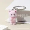 Chaveiro Pingente Gato Tridimensional Fofo com Flocagem de Resina Pingente para Chave do Carro Pingente para Bolsa Joia Venda por Atacado
