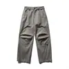 Calça de Trabalho Lavada Resistente Nanxia para Homens, Calça Reta Casual Tendência Vintage High-Street, Calça Casual de Corte 3D