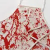 Delantal Sangriento de Horror de Halloween Cosplay para Adultos Accesorio de Fiesta Estampado Manchado de Sangre Disfraz