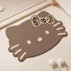 Tapete de Banheiro Gatinho Retrô Tapete para Porta de Vaso Sanitário Lama Diatomácea Absorção de Água Secagem Rápida Base Antiderrapante para Pés