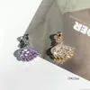 Shijia DIY Colgante de Cisne Joyería Cobre Chapado en Oro Chapado en Plata Circonita Incrustada Accesorios Hechos a Mano Venta al por Mayor