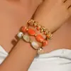 Pulseiras Irregulares de Contas de Resina de Alta Qualidade Vintage em Vários Estilos com Cores Contrastantes, Joias Versáteis Tecidas à Mão para Empilhamento para Comércio Transfronteiriço