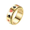 Patrón de Cartas de Poker de Picas, Corazones, Ciruelas y Diamantes Anillo Giratorio de Acero de Titanio Joyería Transfronteriza al por Mayor en Stock