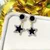 Pendientes de plata 925 con aguja incrustada de diamantes, estrella de cinco puntas, estilo fresco y sencillo, elegantes y con clase, pendientes coreanos de Dongdaemun para mujer